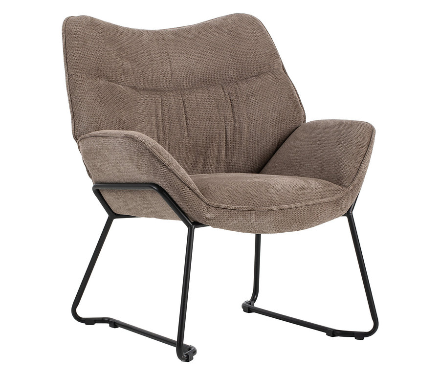 Brauner DeVries Sessel »Aliano« mit schwarzem Metallgestell.