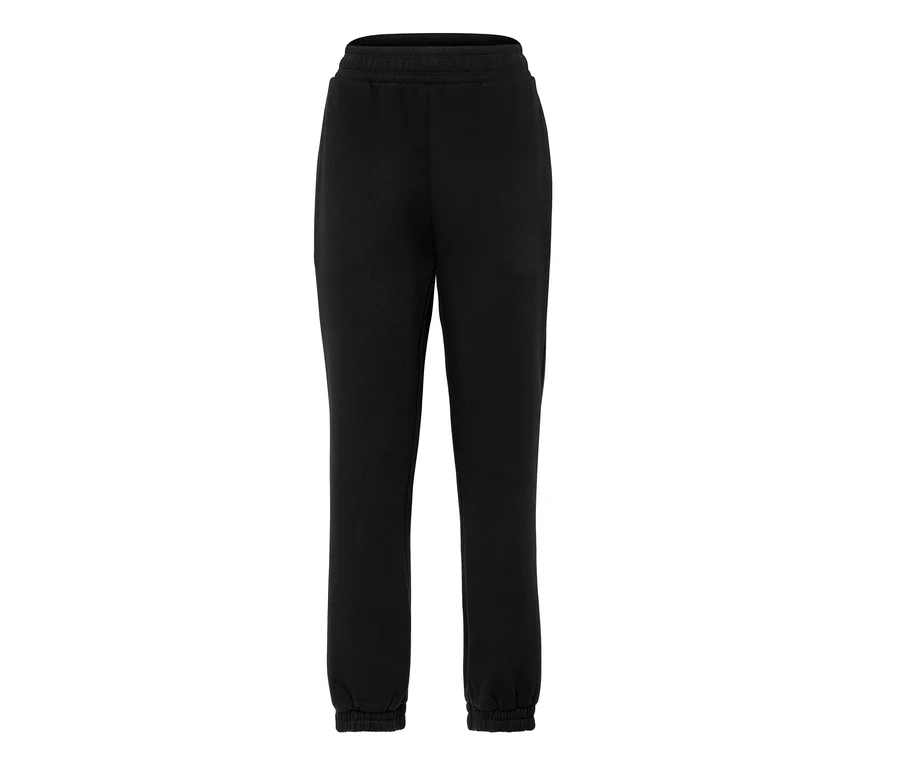 Schwarze Jogginghose mit elastischem Bund und Bündchen.
