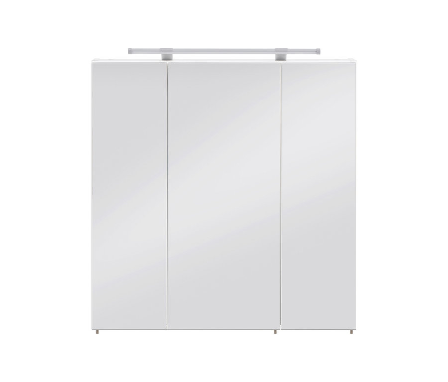 Weißer Spiegelschrank »Dorina« mit drei Spiegeltüren und integrierter Beleuchtung oben, 60 cm breit.