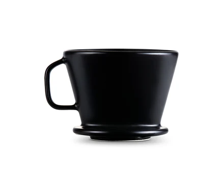 Detailaufnahme eines schwarzen Kaffee Handfilters Gr. 2.