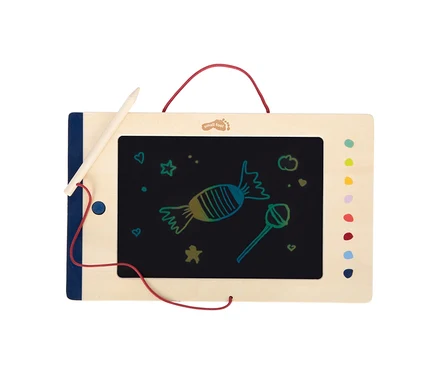 Die small foot LCD Schreibtafel »Educate« mit Stift zeigt bunte Zeichnungen von Süßigkeiten.