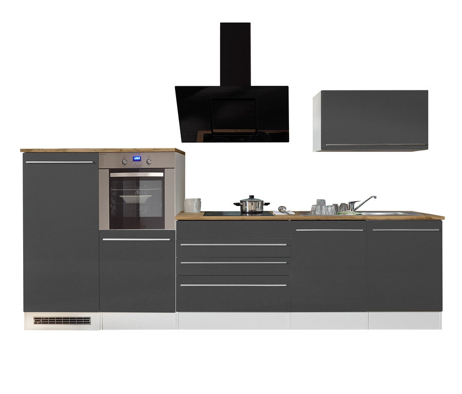 Grauer Respekta-Premium-Küchenblock, Doppelblock, ca. 320 cm.