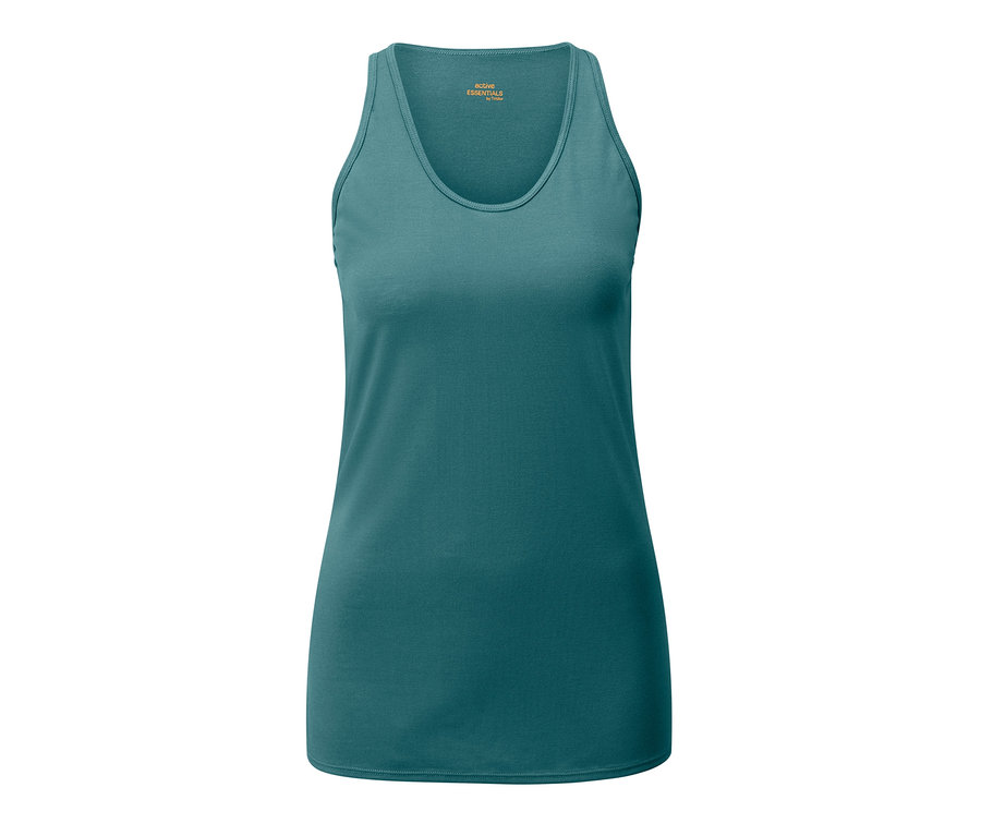 Grünes 2-in-1-Sportshirt auf weißem Hintergrund.