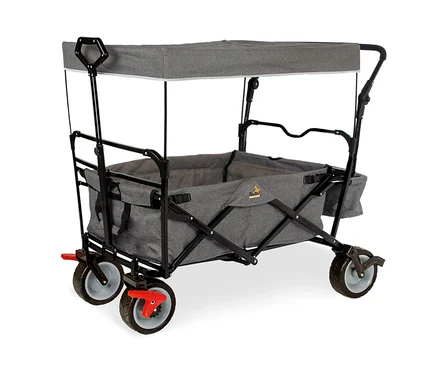 Grauer Pinolino-Klappbollerwagen »Paxi Style« mit schwarzem Rahmen und roten Bremsen.