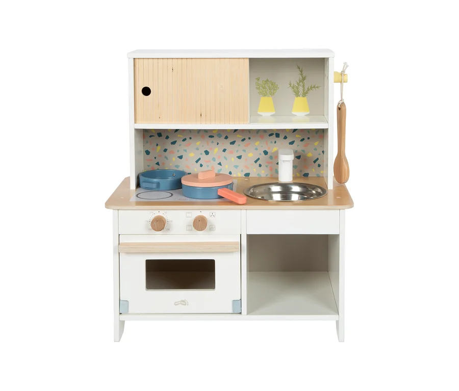 small foot Kinderküche »Terrazzo« mit Kochfeld, Spüle, Ofen und Schrank.