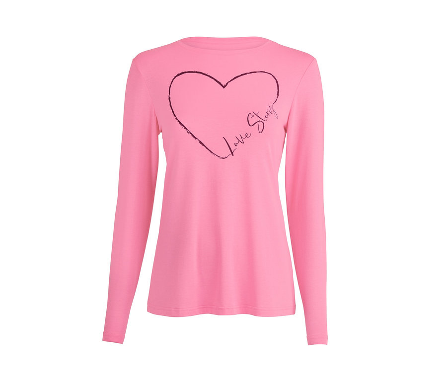 Rosa Pyjama-Oberteil mit Herz und 'Love Story'-Schriftzug.