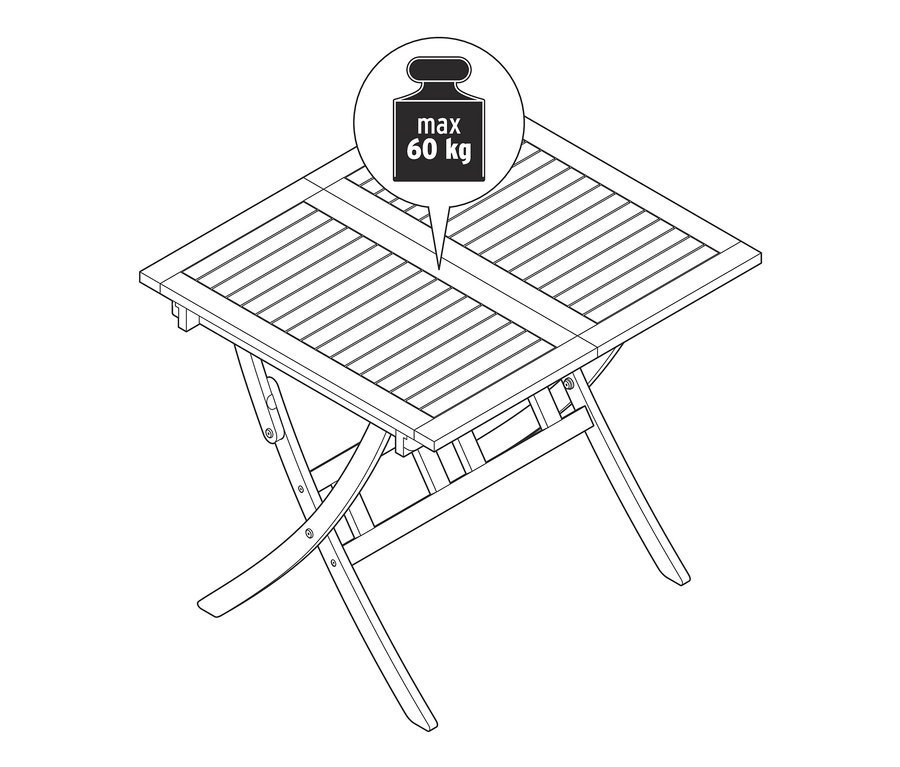 Illustration von einem Ausziehtisch, klappbar.