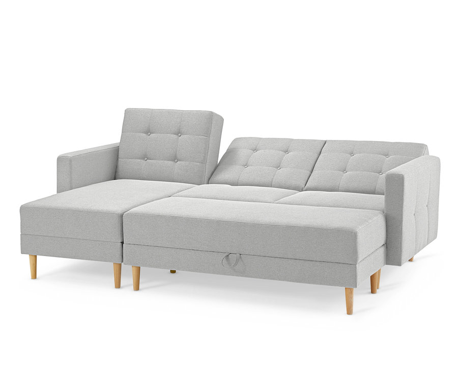 Hellgraues Federkern-Eckschlafsofa »Just Relax« mit Stauraumbank.