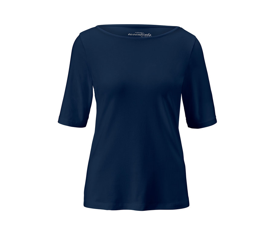 Dunkelblaues Halbarmshirt.
