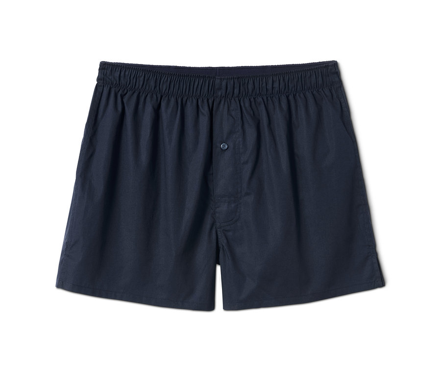 Eine einzelne blaue 5 Web-Boxershorts.