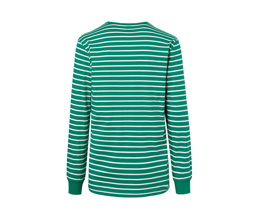 Rückansicht eines gestreiften Jersey-Pyjamas.