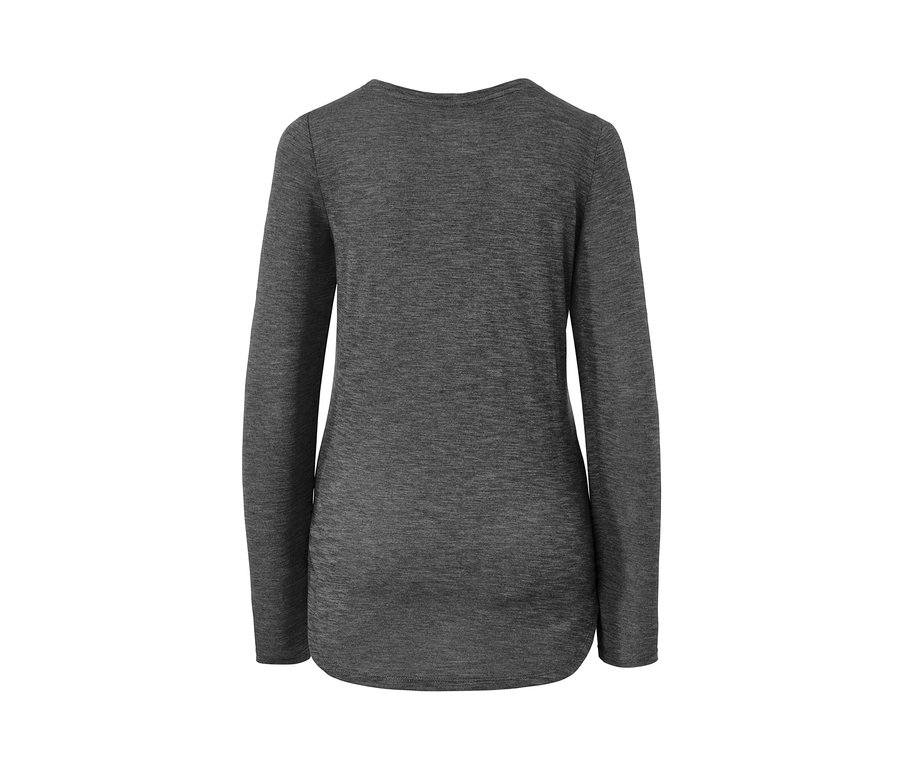 Rückansicht des anthrazitfarbenen Langarm-Sportshirts.