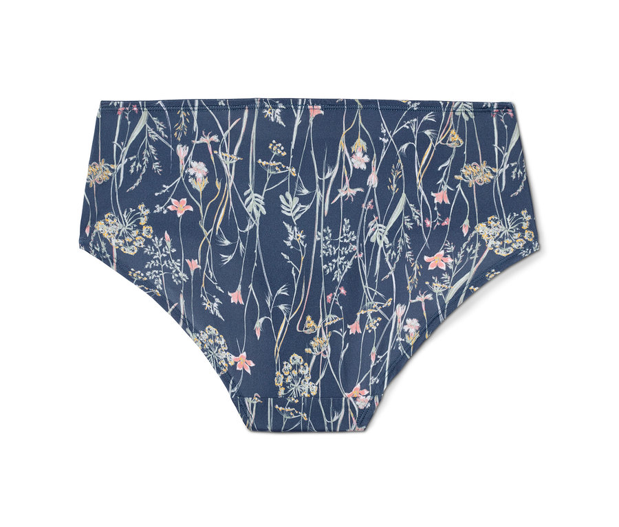 Nahaufnahme einer von fünf Pantys mit Blumenmuster.
