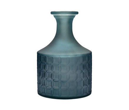 Blaue Vase "Chloe" mit Reliefmuster.