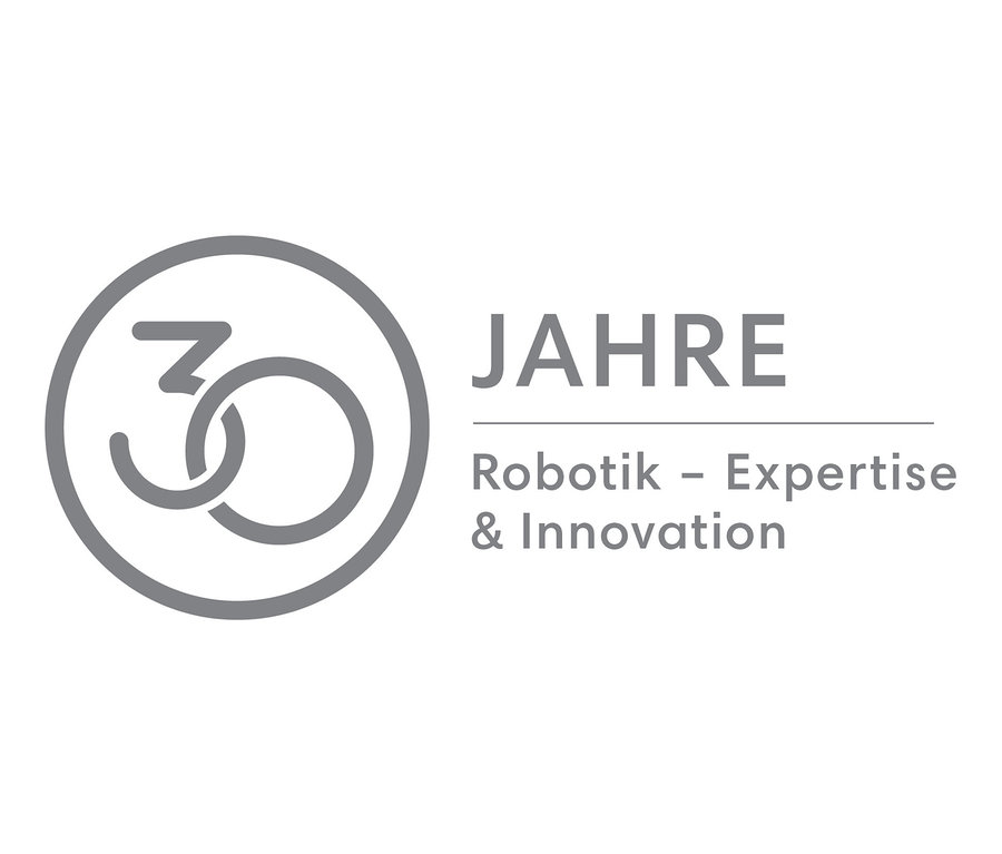 Logo zum 30-jährigen Jubiläum mit dem Text Robotik - Expertise & Innovation.