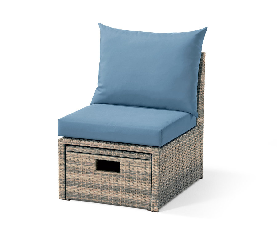 Lounge-Sessel »Thore« mit blauem Kissen und Ausziehfunktion.