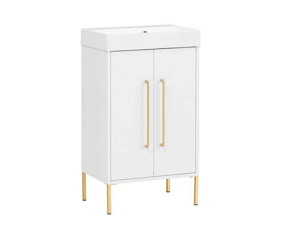 Weißer Waschtisch »Sarah« mit goldenen Griffen und Beinen.