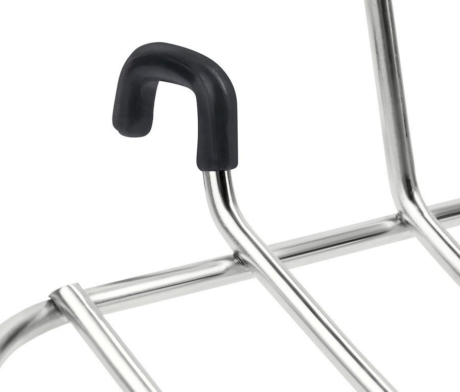 Detailansicht von XL-Edelstahl-Bräter mit Rost, der einen Griff zeigt.