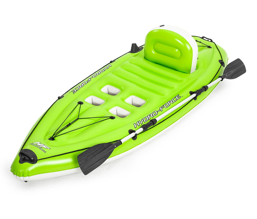Grünes aufblasbares Kajak Bestway® Hydro-Force Angelboot-Set »Koracle« mit Paddel.