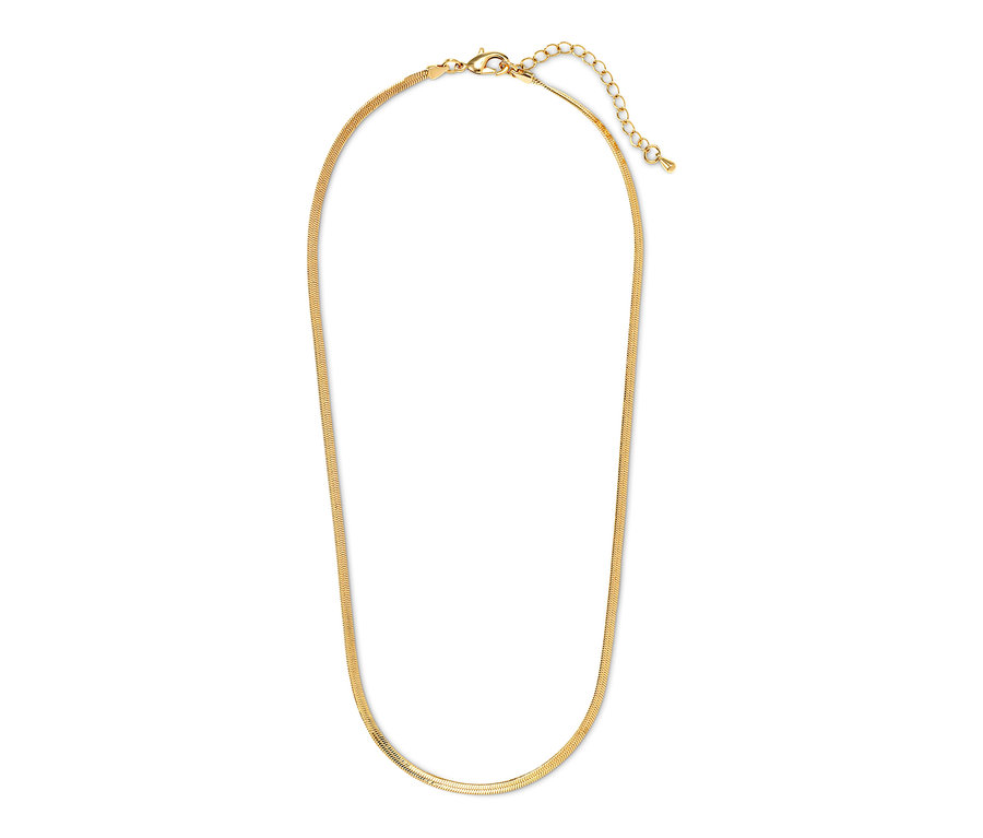 Goldene Layer-Kette – Herringbone- und Kugelkette auf weißem Hintergrund.