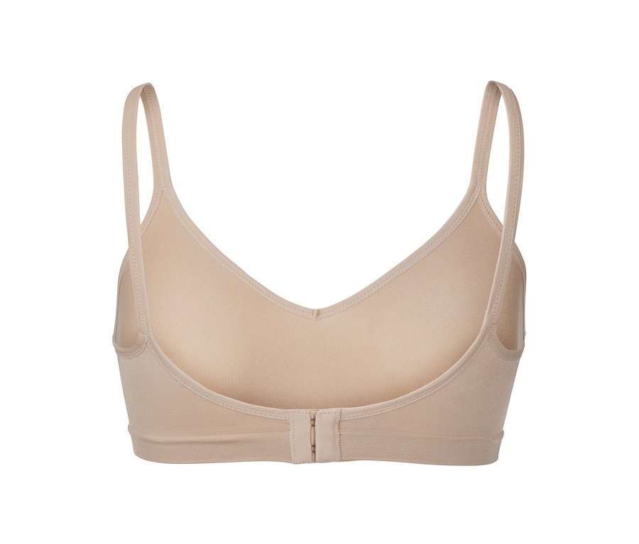Detail der Rückseite eines beigen Seamless-Soft-BHs.