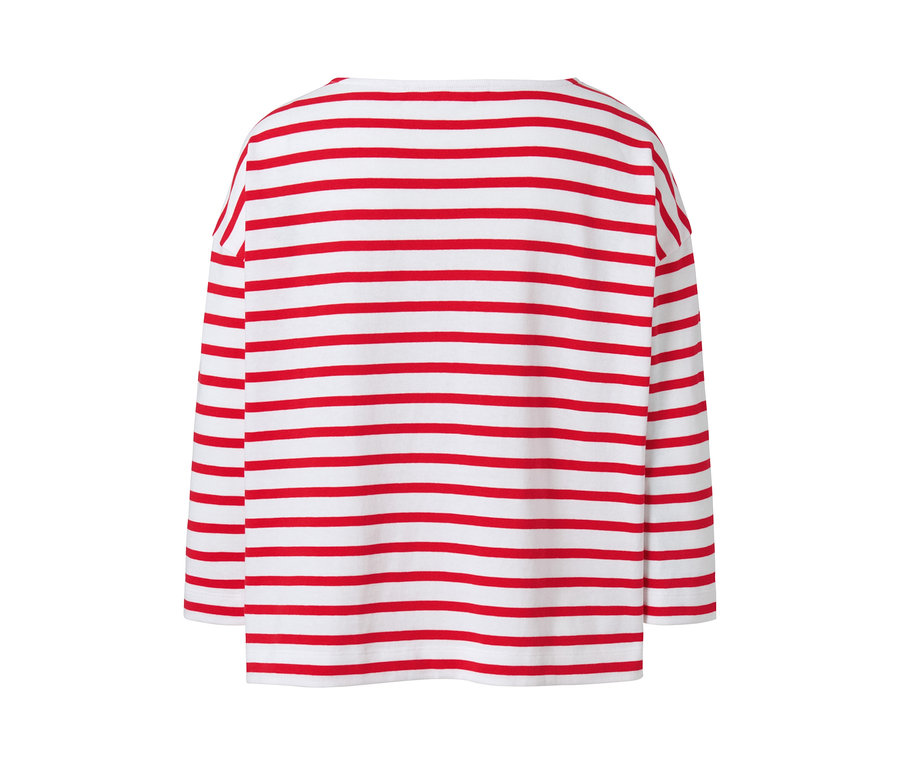 Gestreiftes, rot-weißes Shirt mit langen Ärmeln.