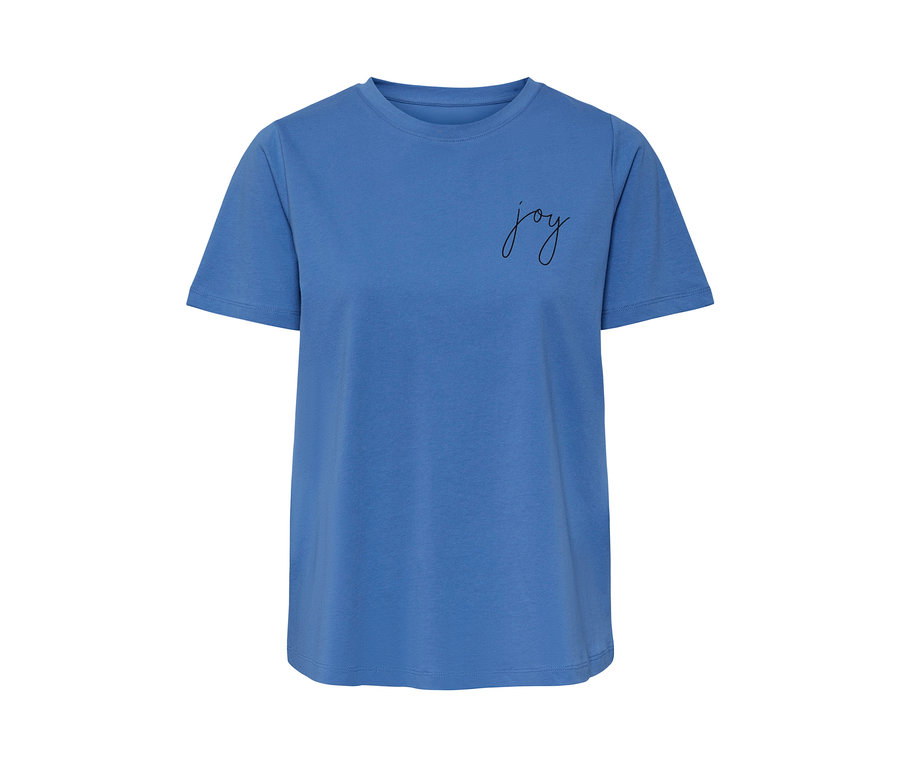 Blaues T-Shirt mit Wording-Print.