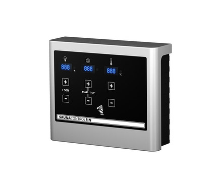 Saunasteuerung mit Display und Tasten.