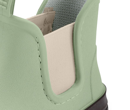 Detailaufnahme eines Chelseaboot-Gummistiefels.