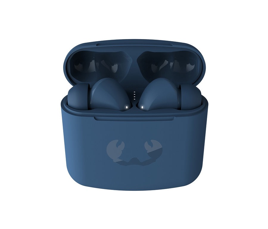 Blaue Fresh 'n Rebel Twins 1 Tip TWS Kopfhörer in geöffnetem Ladecase.