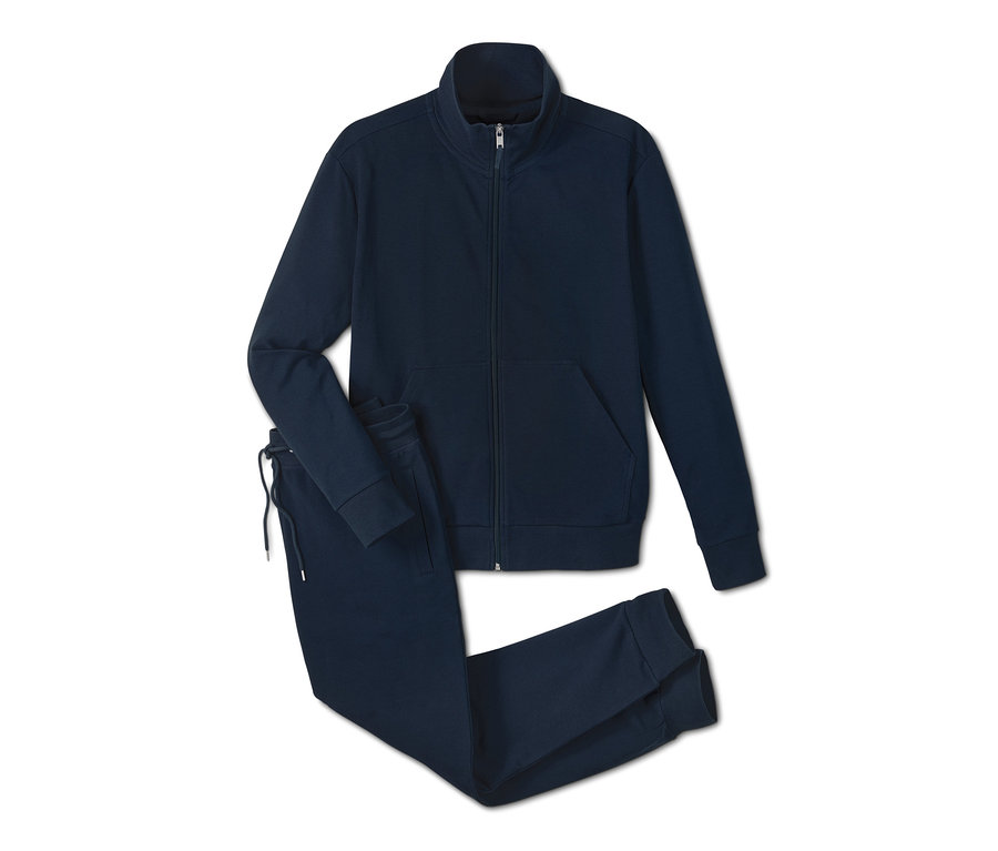 Marineblauer Homewear-Anzug mit Reißverschlussjacke und Hose.