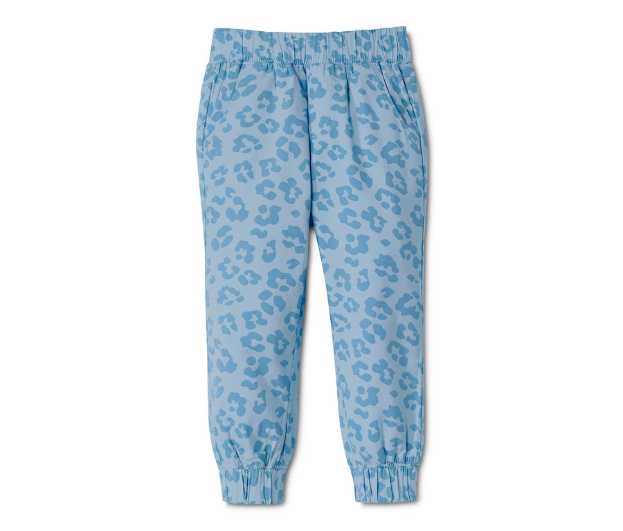 Eine blaue Baumwoll-Schlupfhose mit Tiermuster.
