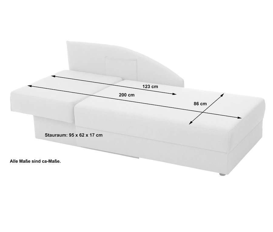 Anthrazitfarbene Polsterliege »Tobi« mit klappbarer Rückenlehne links.