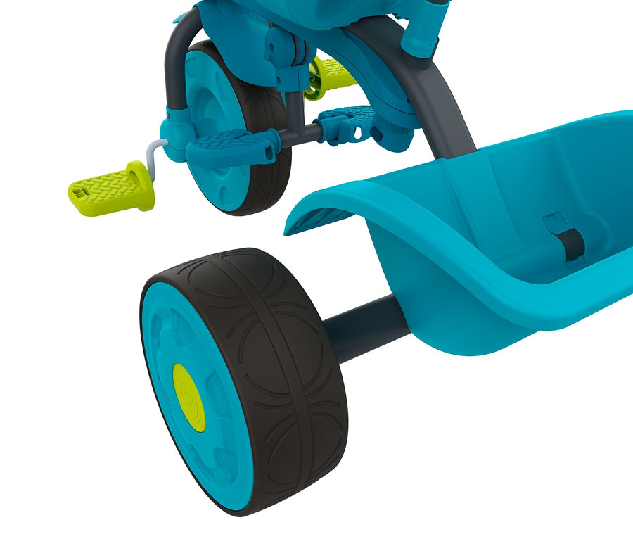 Detailaufnahme von dem blauen TP Toys 4-in-1-Dreirad »Dino«.