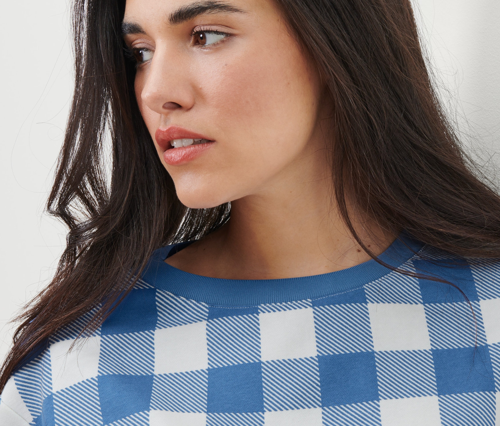 Thumbnail - Tchibo - Kariertes Sweatshirt - Damen - Gr. XS - creme/kariert