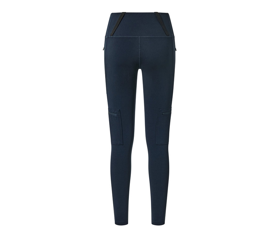 Dunkelblaue Outdoor-Tight mit Taschen.
