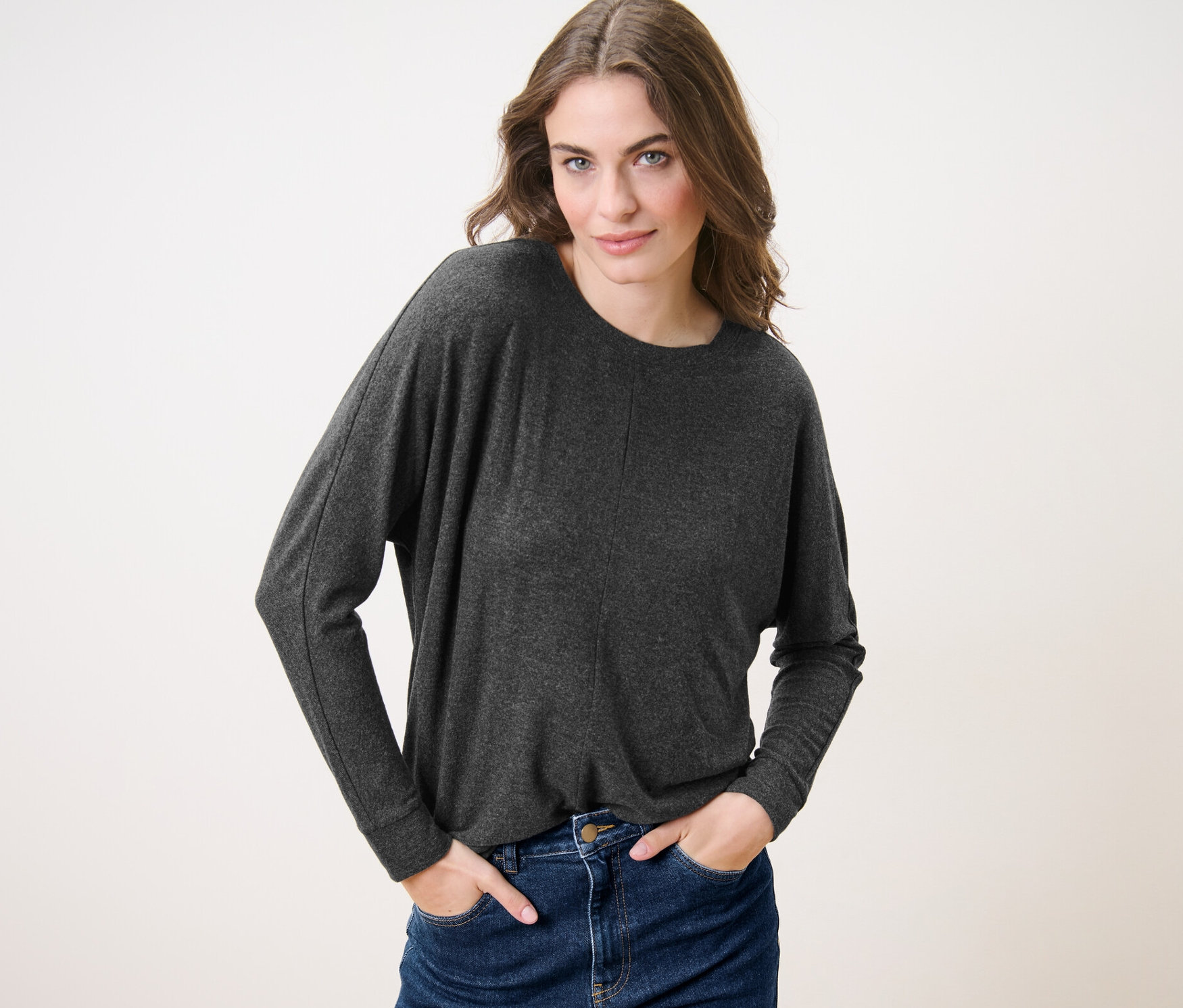 Thumbnail - Tchibo - Fledermausshirt - Damen - Gr. S - dunkelgrau