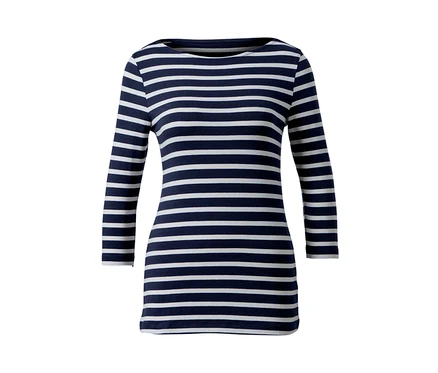 Gestreiftes Shirt mit 3/4-Arm, navy gestreift.
