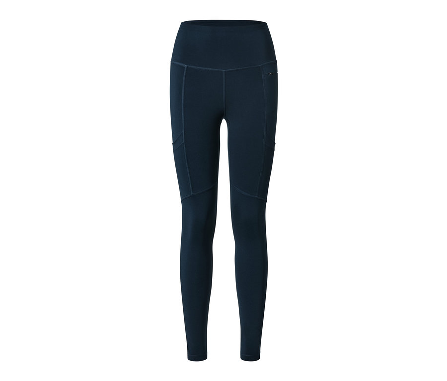 Dunkelblaue Outdoortight mit Taschen.