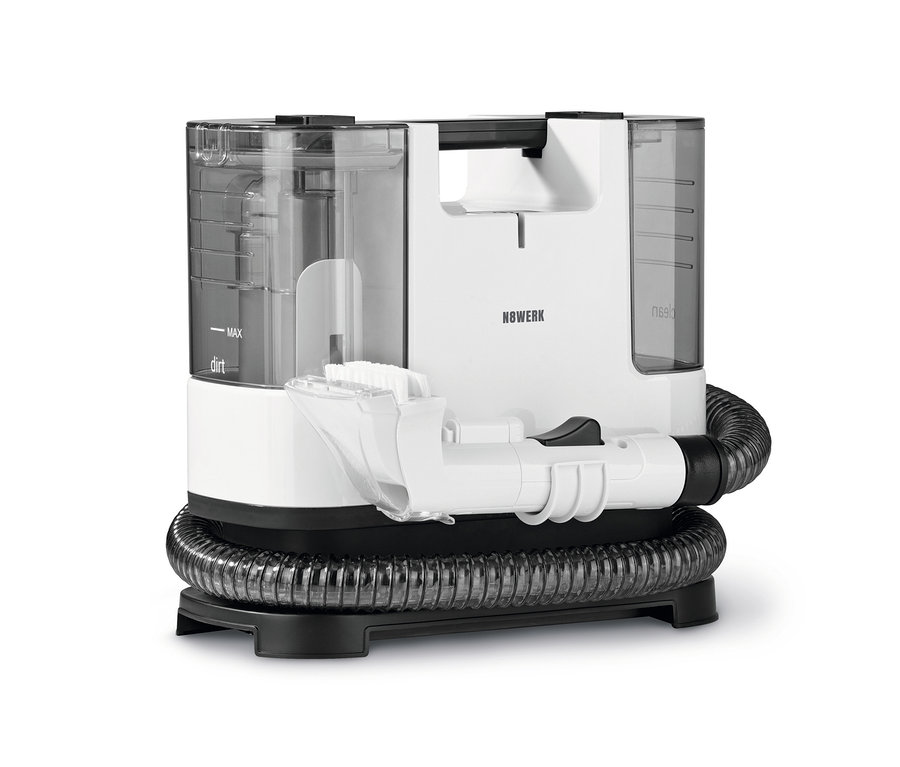 Weißer N8Werk Teppich-und-Polsterreiniger »3522« mit transparentem Wassertank.