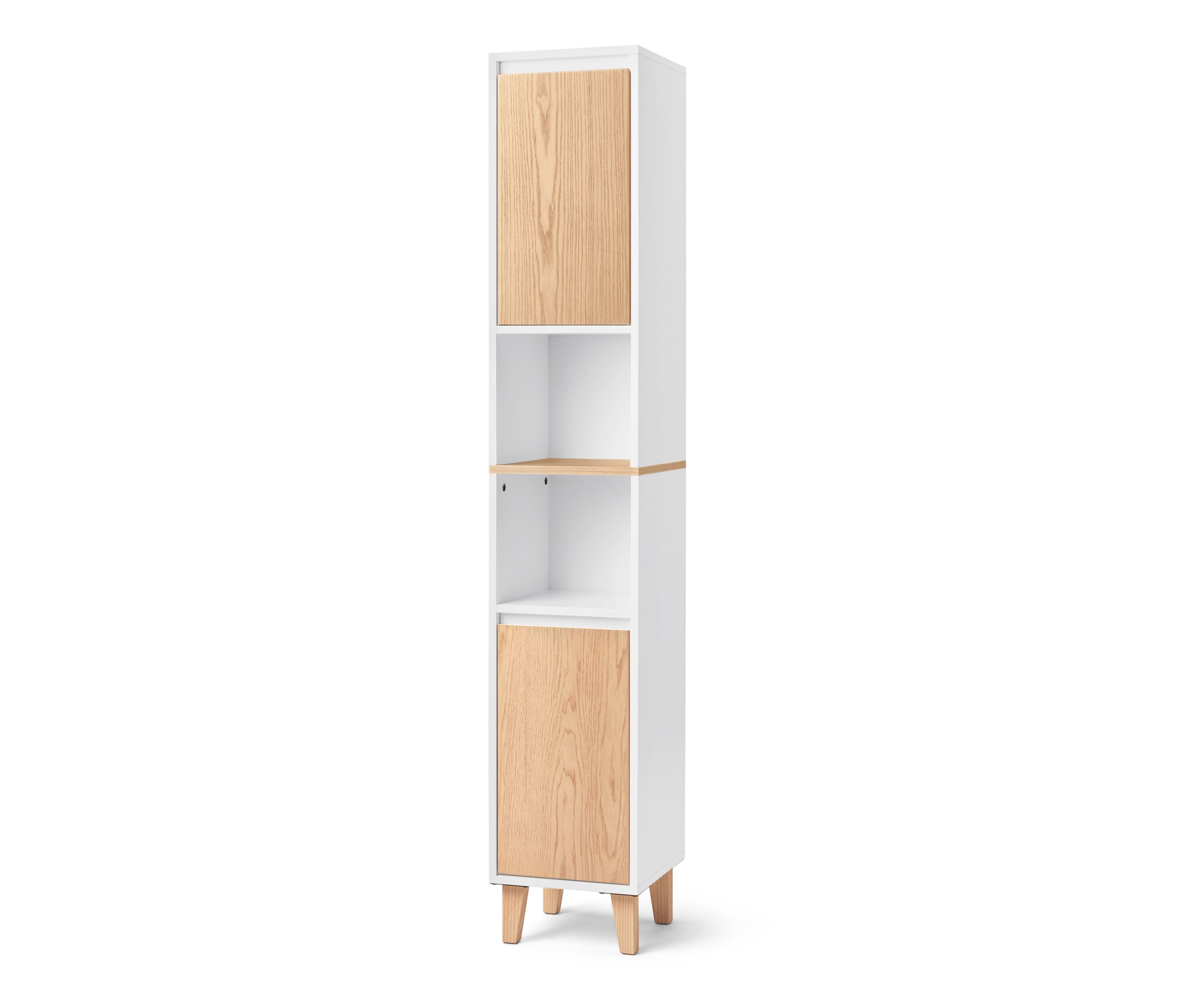 Tchibo - Bad-Hochschrank mit offenem Fach und 2 Türen - 30x30x170cm - braun - Eschen-Massivholz