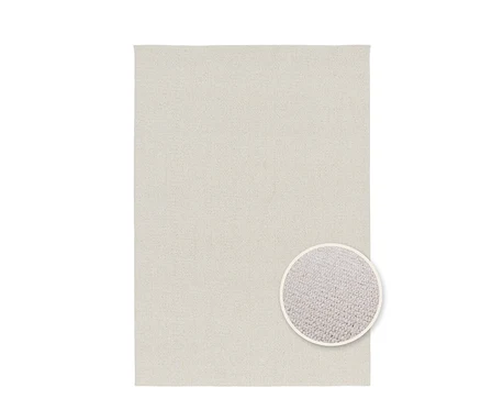Cremefarbener Teppich »Daisy« mit Detailaufnahme der Textur.