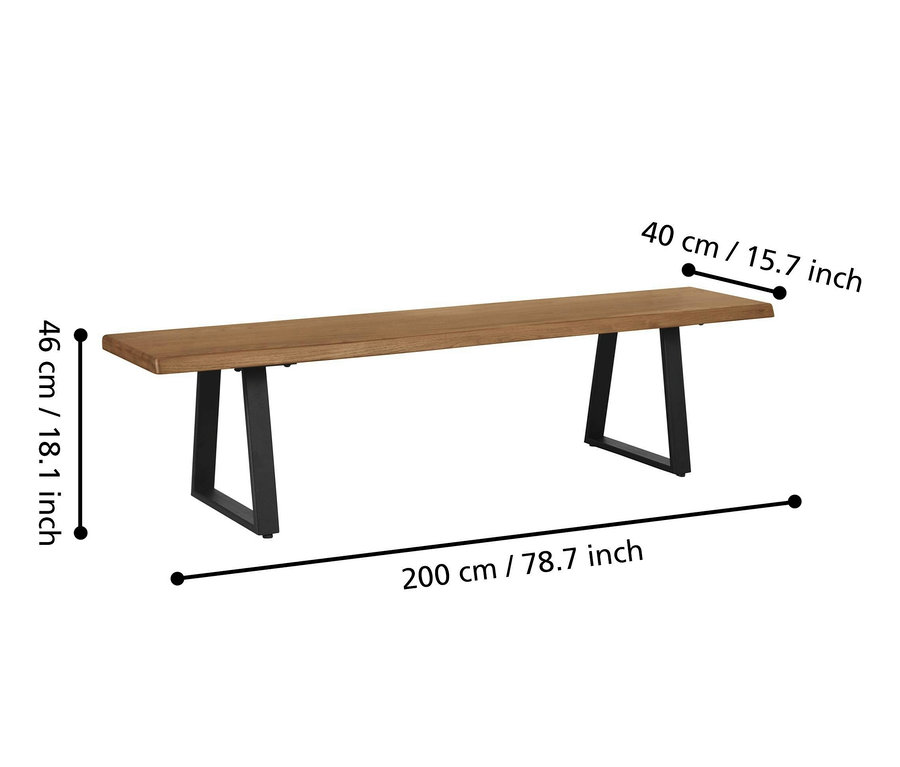 Eglo Bank Akazie hell, 180 cm.