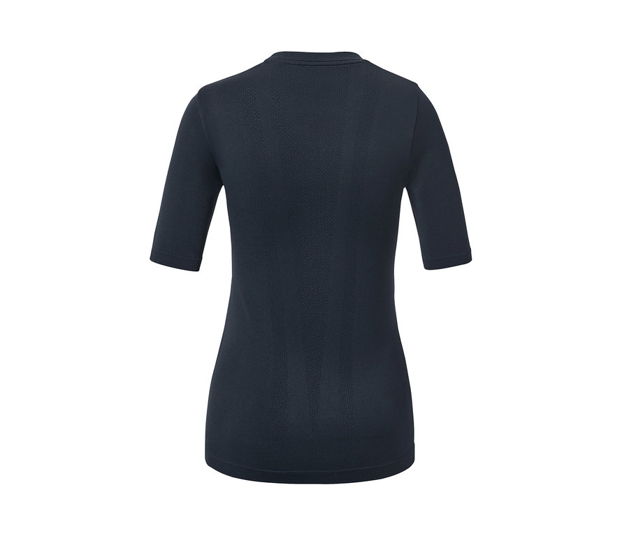 Dunkelblaues Seamless-Funktionsshirt, halbarm, von hinten gezeigt.