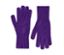 Lila Strickhandschuhe.