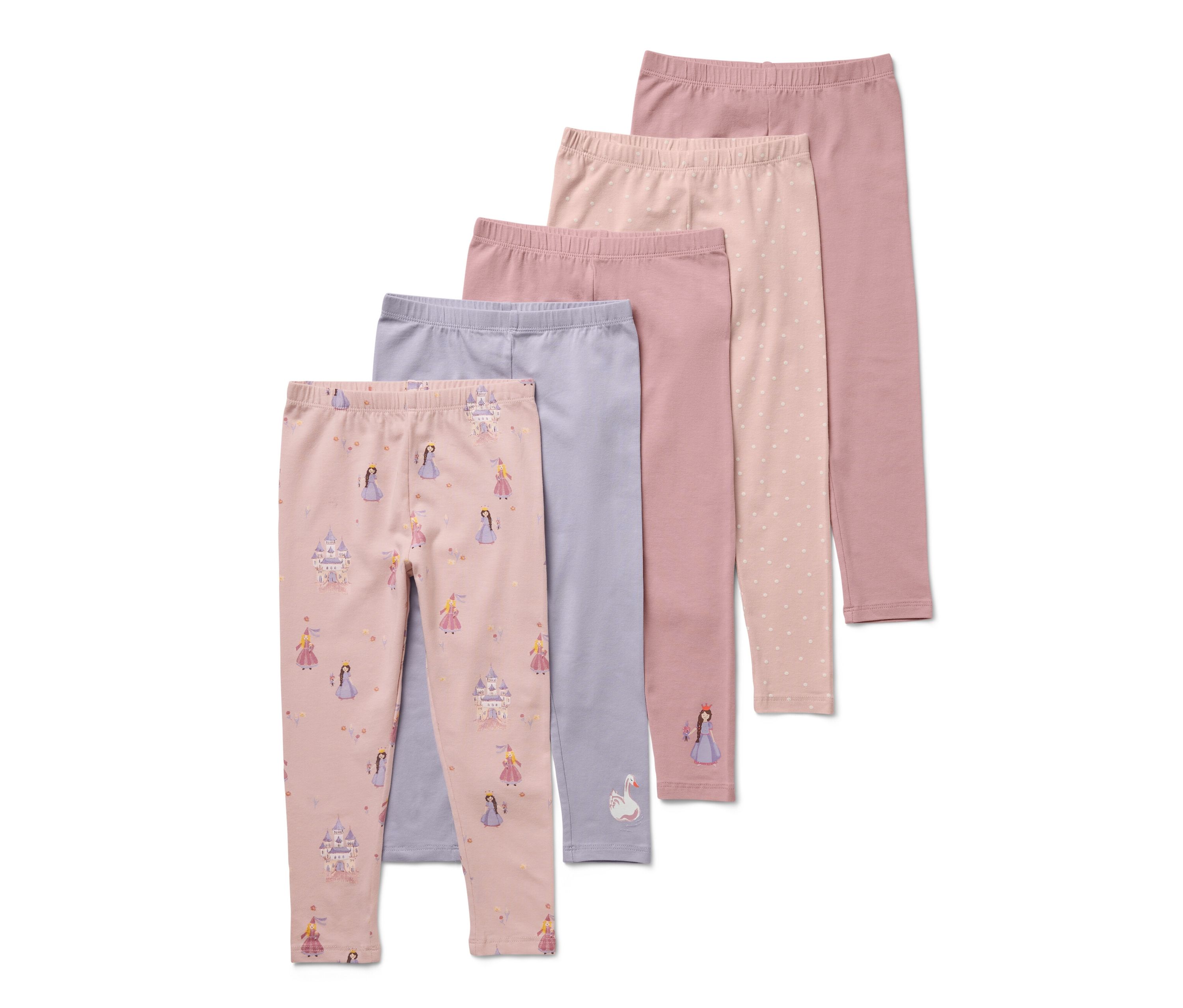 Tchibo - 5 Kinder-Leggings - Baby - Gr. 62/68 - creme/print