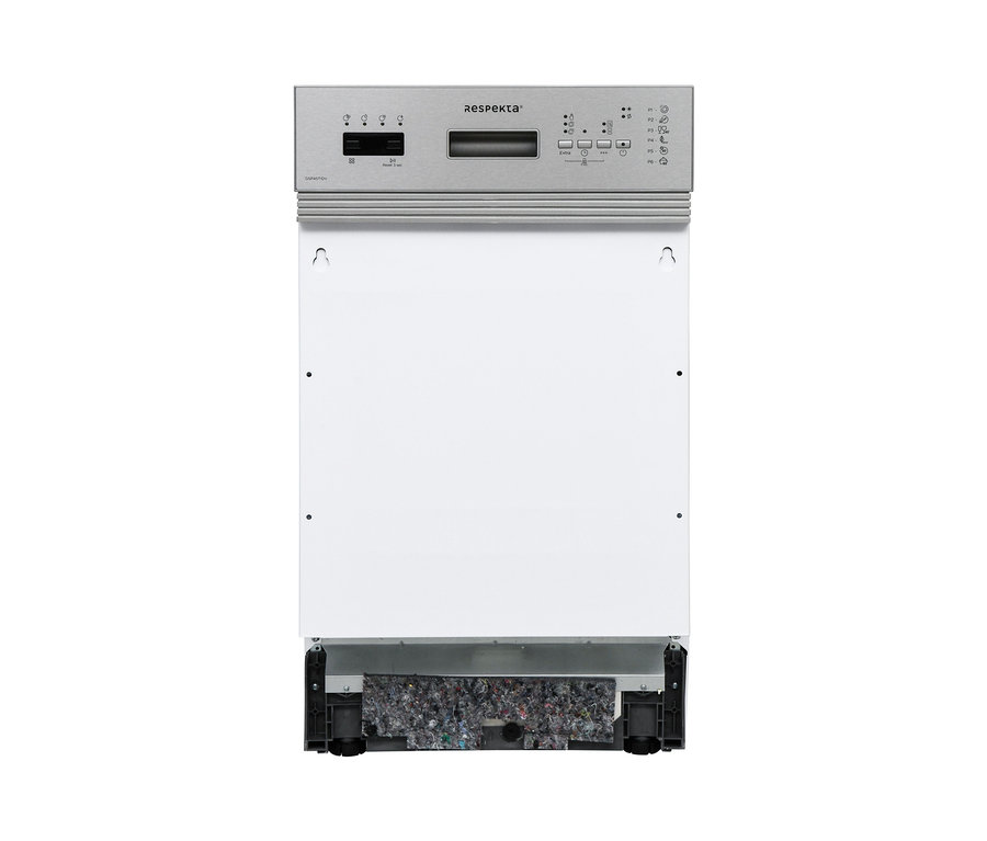 Nahaufnahme der Vorderseite des teilintegrierten Geschirrspülers »GSP45TiDV« von Respekta.