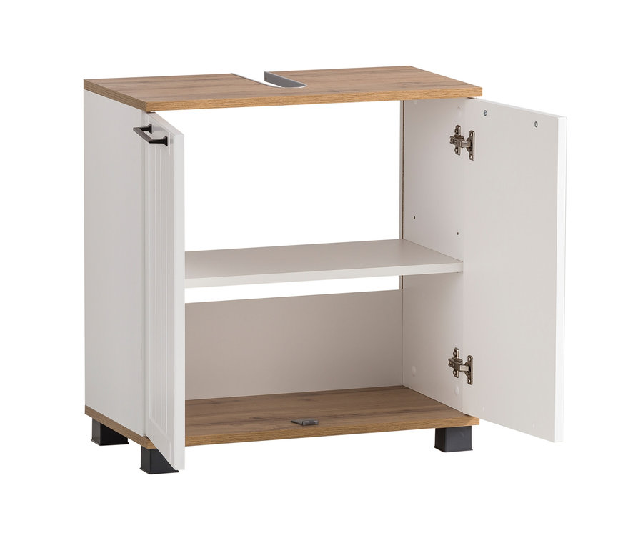 Waschbeckenunterschrank »Jelda«, matt weiß und Eiche-Dekor