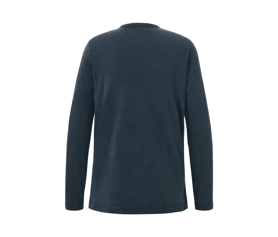 Dunkelblaues Henley »Mustang« Langarmshirt von hinten.