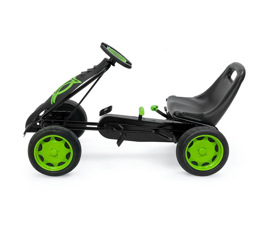 Ein Xootz Gokart »Viper« in Schwarz und Grün vor einem weißen Hintergrund.